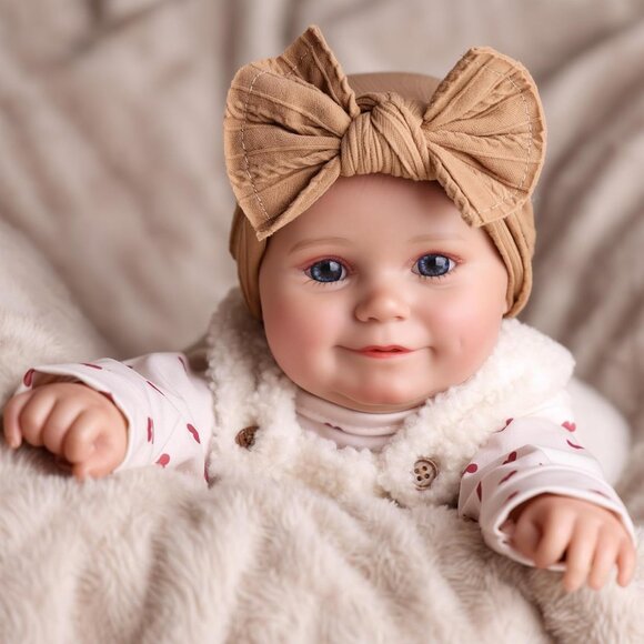 🆕17inch Soft Cloth Body Newborn Baby Poseable Limbs Brown Baby Doll Girl - Picture 3 of 8